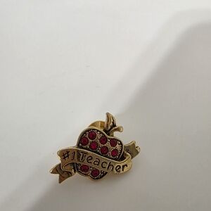 Gold and Red #1 Teacher Apple Pin